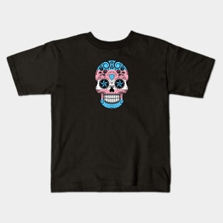 Transgender Pride Sugar Skull with Roses Kids T-Shirt